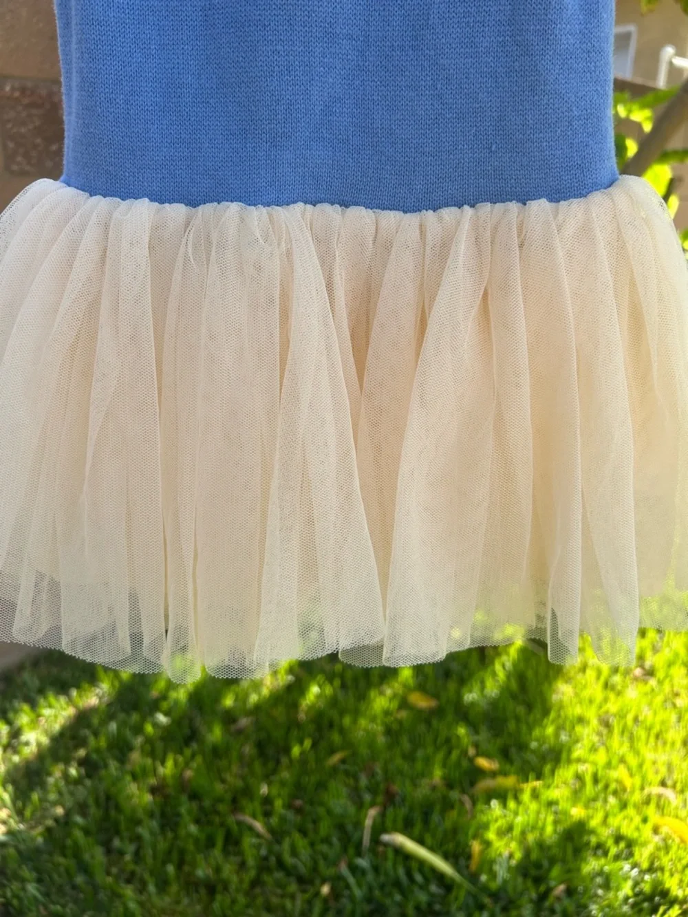 GAP x Disney Snow White Baby Light Blue Knit Dress with White Trim